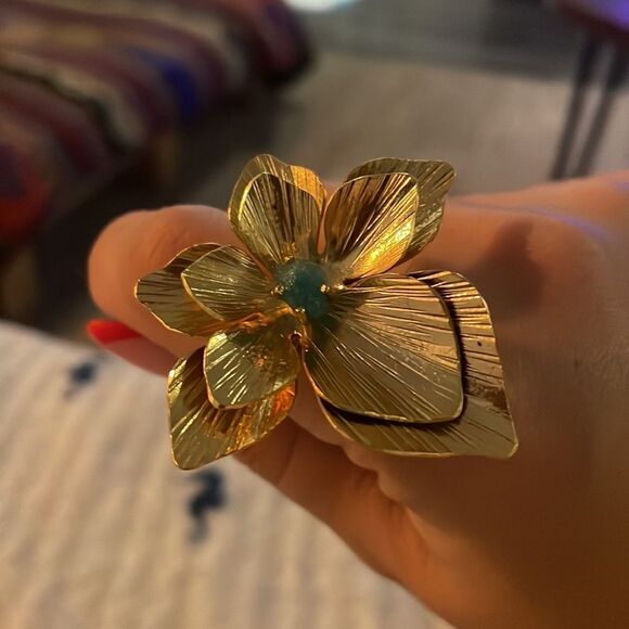 Designer ring raw Colombian emerald and 18 k gold plated - Picture 1 of 3